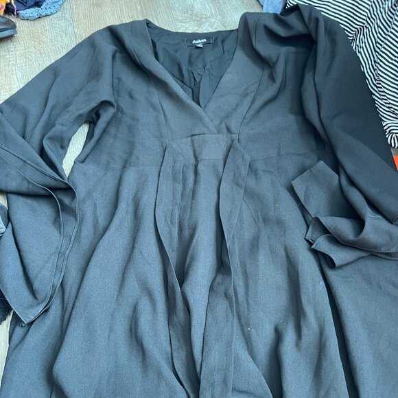 Aakaa Dresses & Skirts - Aakaa black bat wing tie wrap dress size small